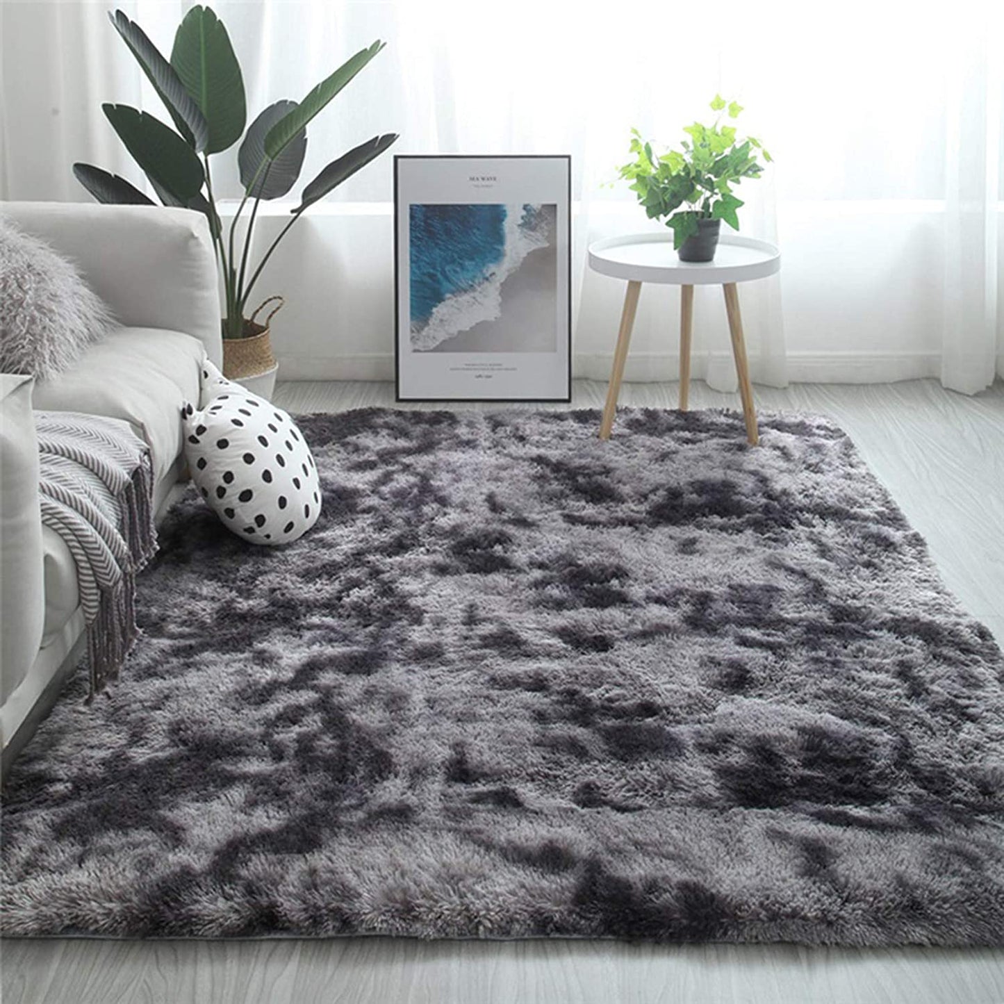 Luxuriously Soft Dark Grey 5x8 Shag Area Rug - Perfect for Bedrooms, Dorms, and Living Rooms - Non-Slip Fluffy Carpet for Ultimate Comfort