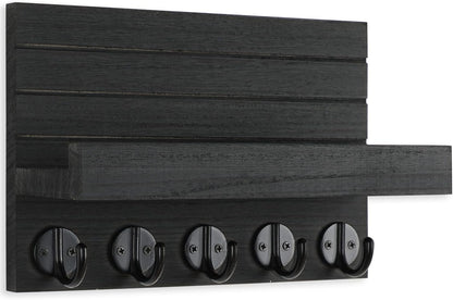 Stylish Rustic Key Holder with Shelf - Perfect for Organizing Keys, Bags, and Coats in Your Entryway