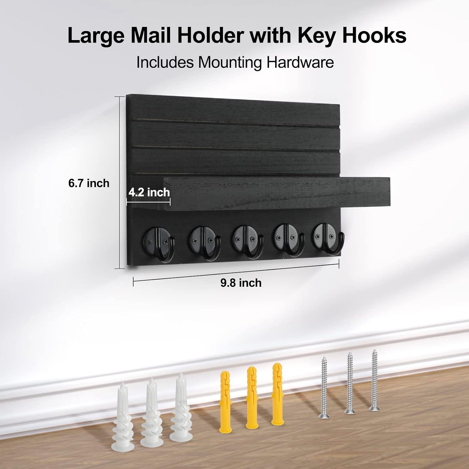 Stylish Rustic Key Holder with Shelf - Perfect for Organizing Keys, Bags, and Coats in Your Entryway