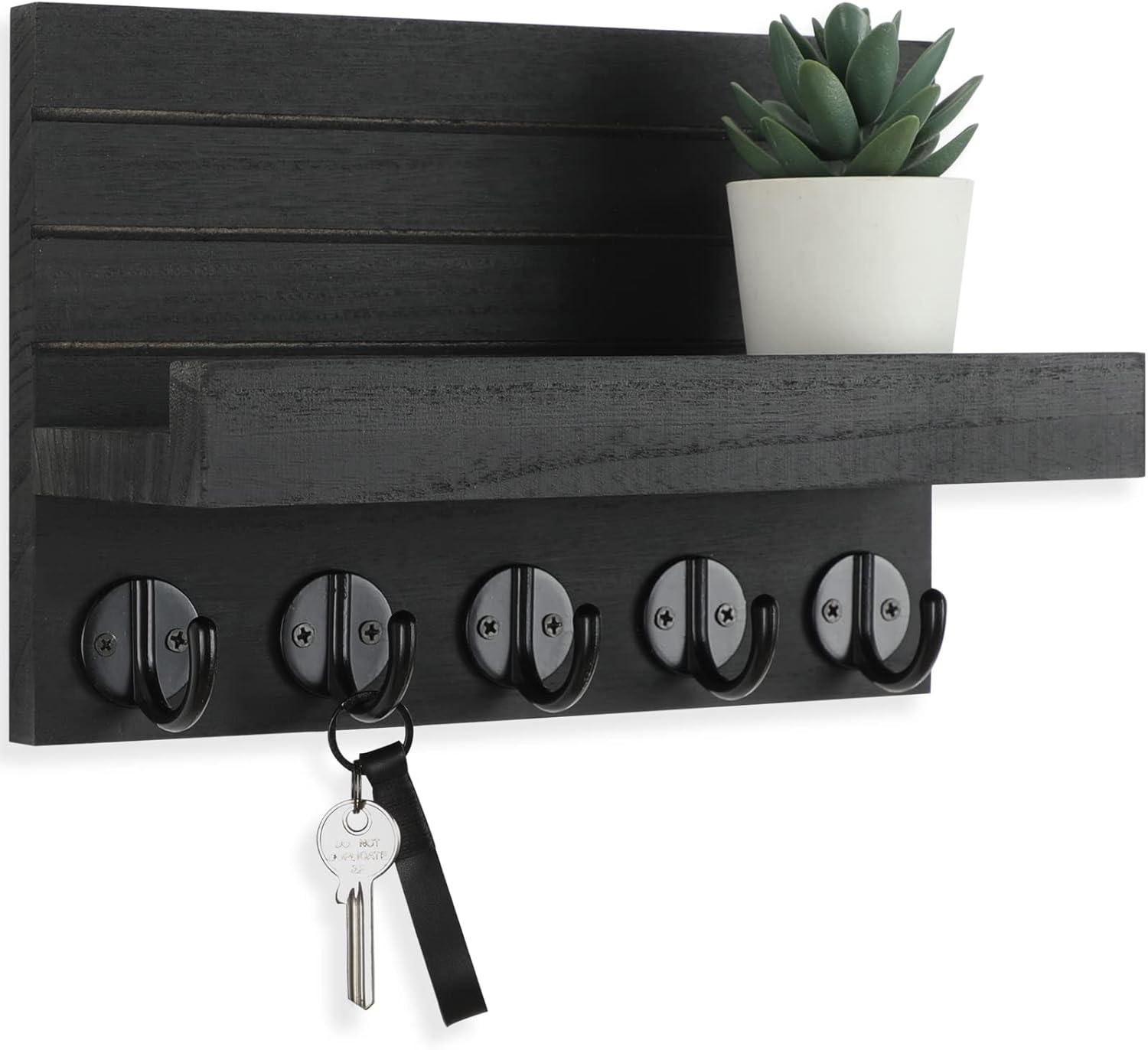 Stylish Rustic Key Holder with Shelf - Perfect for Organizing Keys, Bags, and Coats in Your Entryway