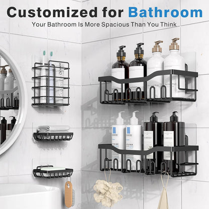 Maximize Your Space with Our 5 Pack Adhesive Shower Caddy - Rustproof Stainless Steel Organizers for Effortless Bathroom Storage