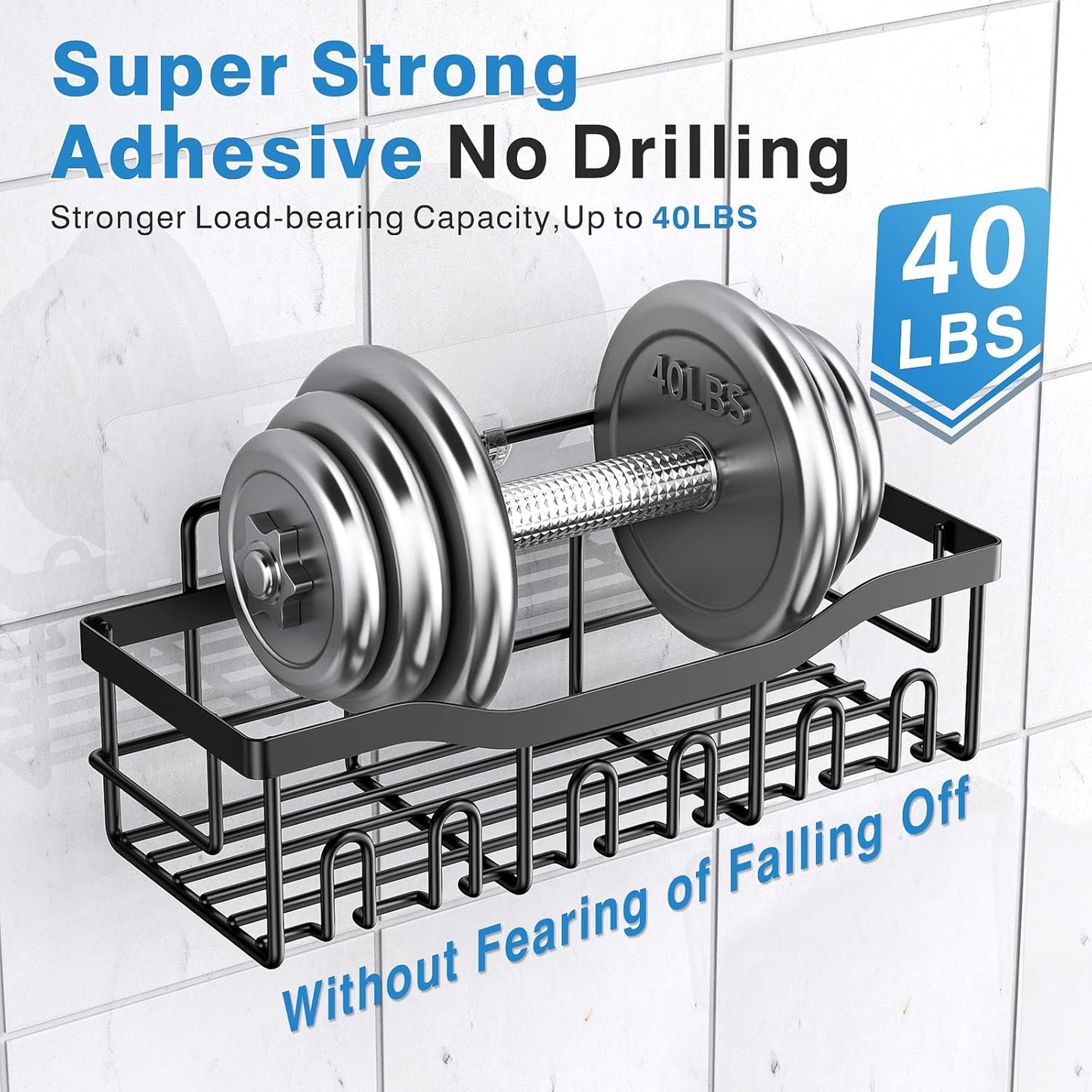 Maximize Your Space with Our 5 Pack Adhesive Shower Caddy - Rustproof Stainless Steel Organizers for Effortless Bathroom Storage
