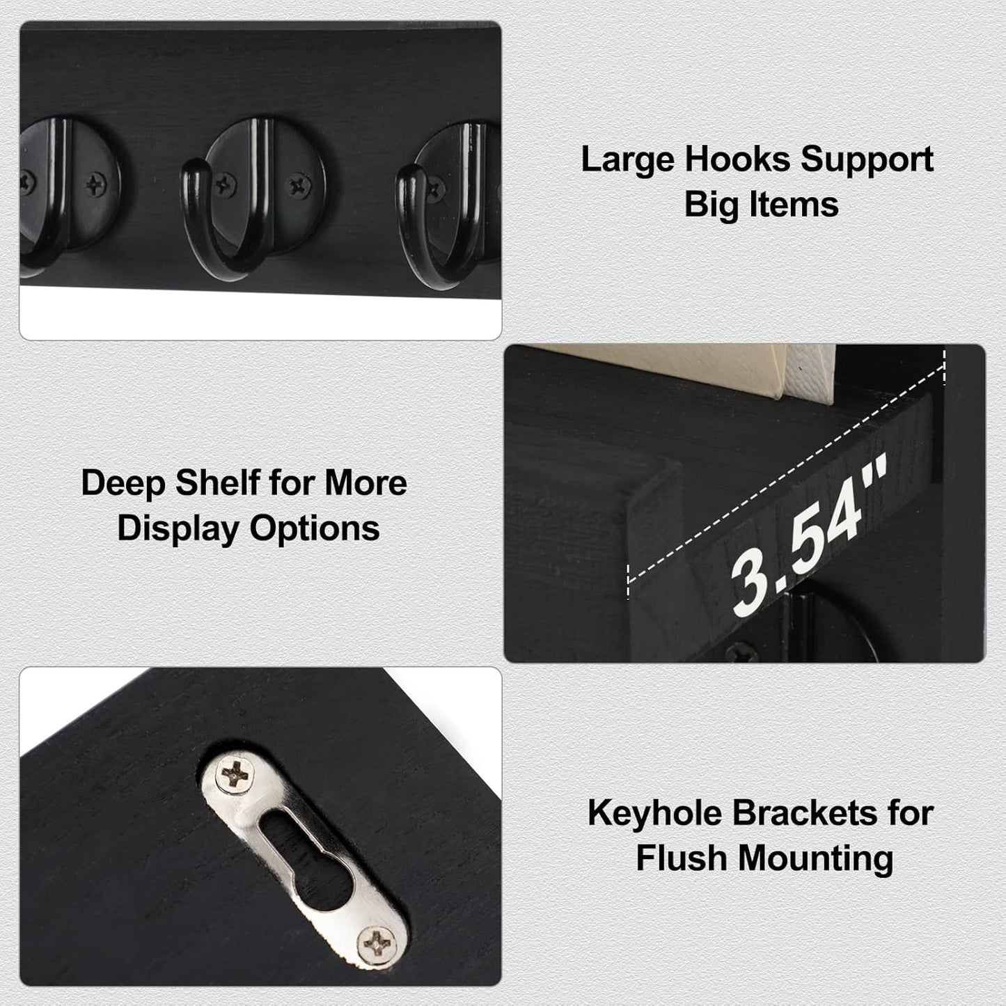 Stylish Rustic Key Holder with Shelf - Perfect for Organizing Keys, Bags, and Coats in Your Entryway