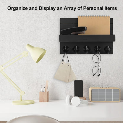 Stylish Rustic Key Holder with Shelf - Perfect for Organizing Keys, Bags, and Coats in Your Entryway