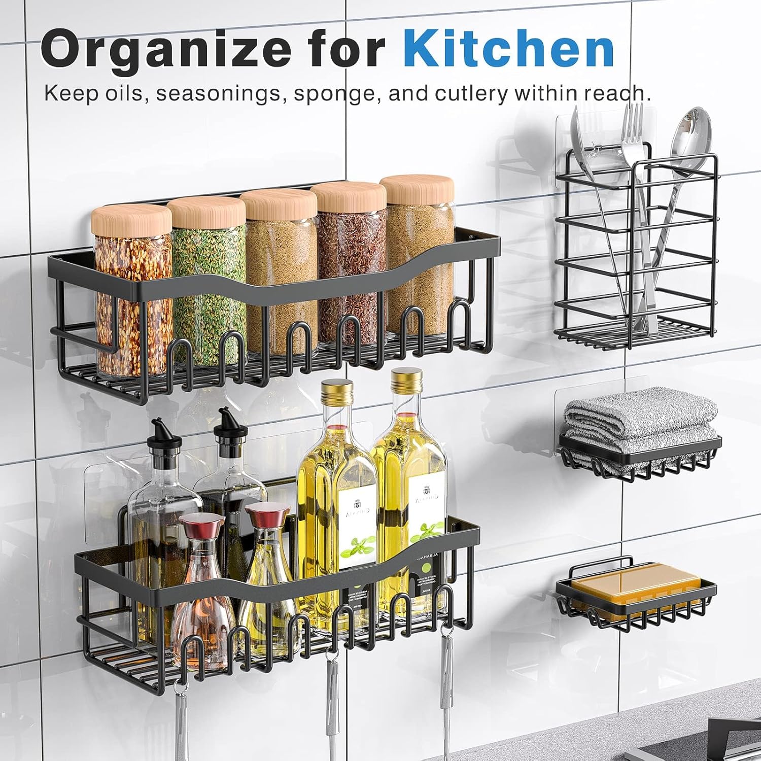 Maximize Your Space with Our 5 Pack Adhesive Shower Caddy - Rustproof Stainless Steel Organizers for Effortless Bathroom Storage