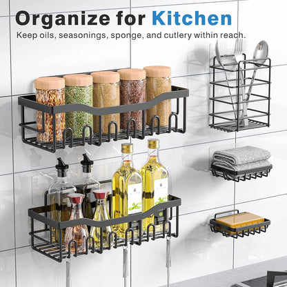 Maximize Your Space with Our 5 Pack Adhesive Shower Caddy - Rustproof Stainless Steel Organizers for Effortless Bathroom Storage